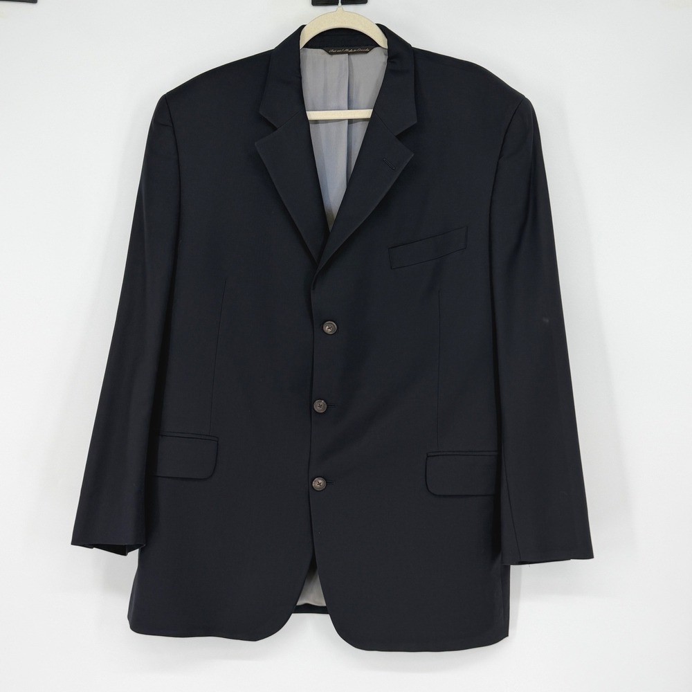 Jack Victor Blazer 45R‎ Navy Wool Sport Coat Vitale Wood Mens